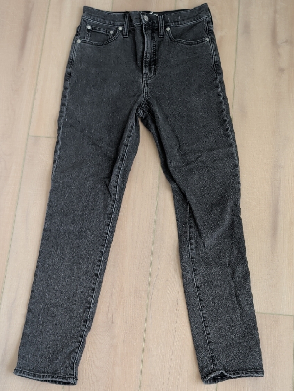 Madewell Perfect Vintage Jean Black Wash High Rise Straight 27 Tall